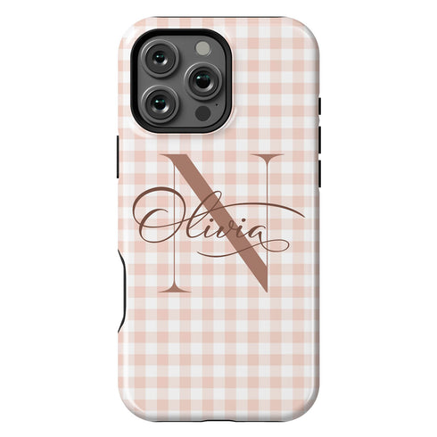 Custom Gingham Name & Initials iPhone Case